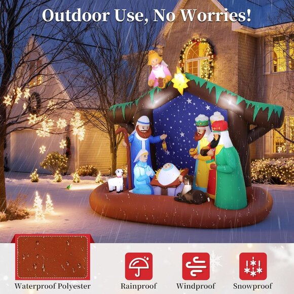 🆕7FT Christmas Inflatable Nativity Scene LED Light Yard Outdoor Decorations - Picture 5 of 14